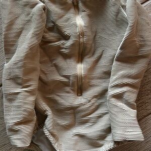 Kids One-Piece Swim Suit in Light Beige with Front Zip